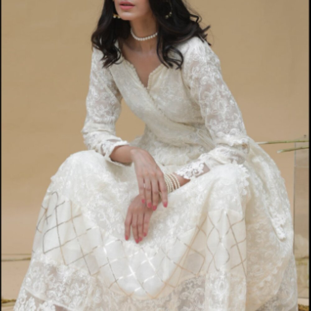 Ansab Jahangir Studio βKinarβ Net/Organza Angarkha Suit β Size Large β Preloved - Picture 4 of 5
